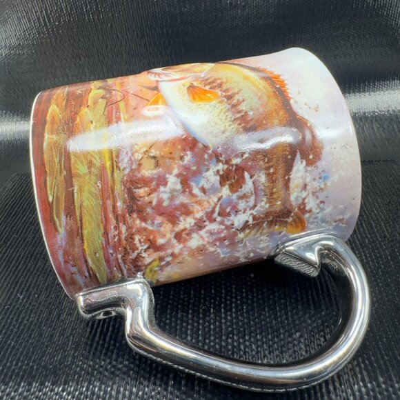 Rivers Edge Products 3D Ceramic Coffee Mug Cup 15 Oz Fishing Scene Silver Handle - Picture 11 of 15